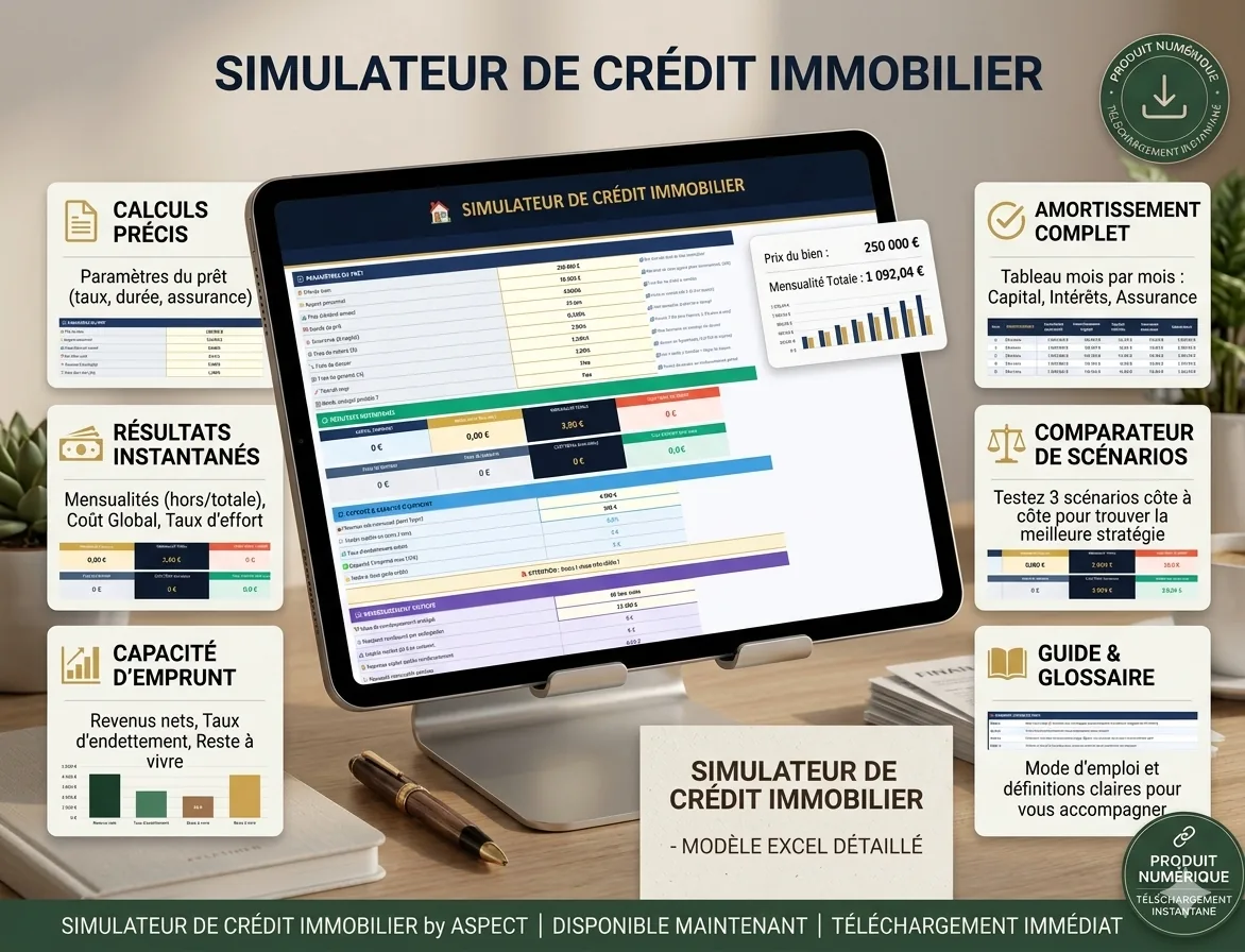 Simulateur de crédit Excel Calcul automatique remboursements et intérêts