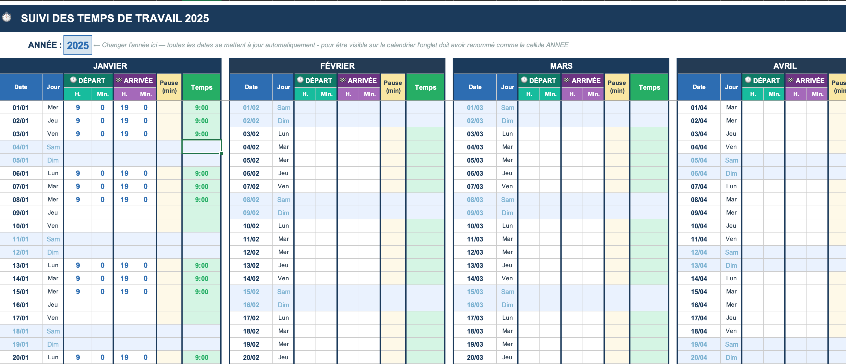 Suivi des temps de travail automatisé réalisation ASPECT